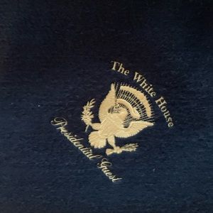 White House Presidential Guest Blanket. Navy Blue with seal